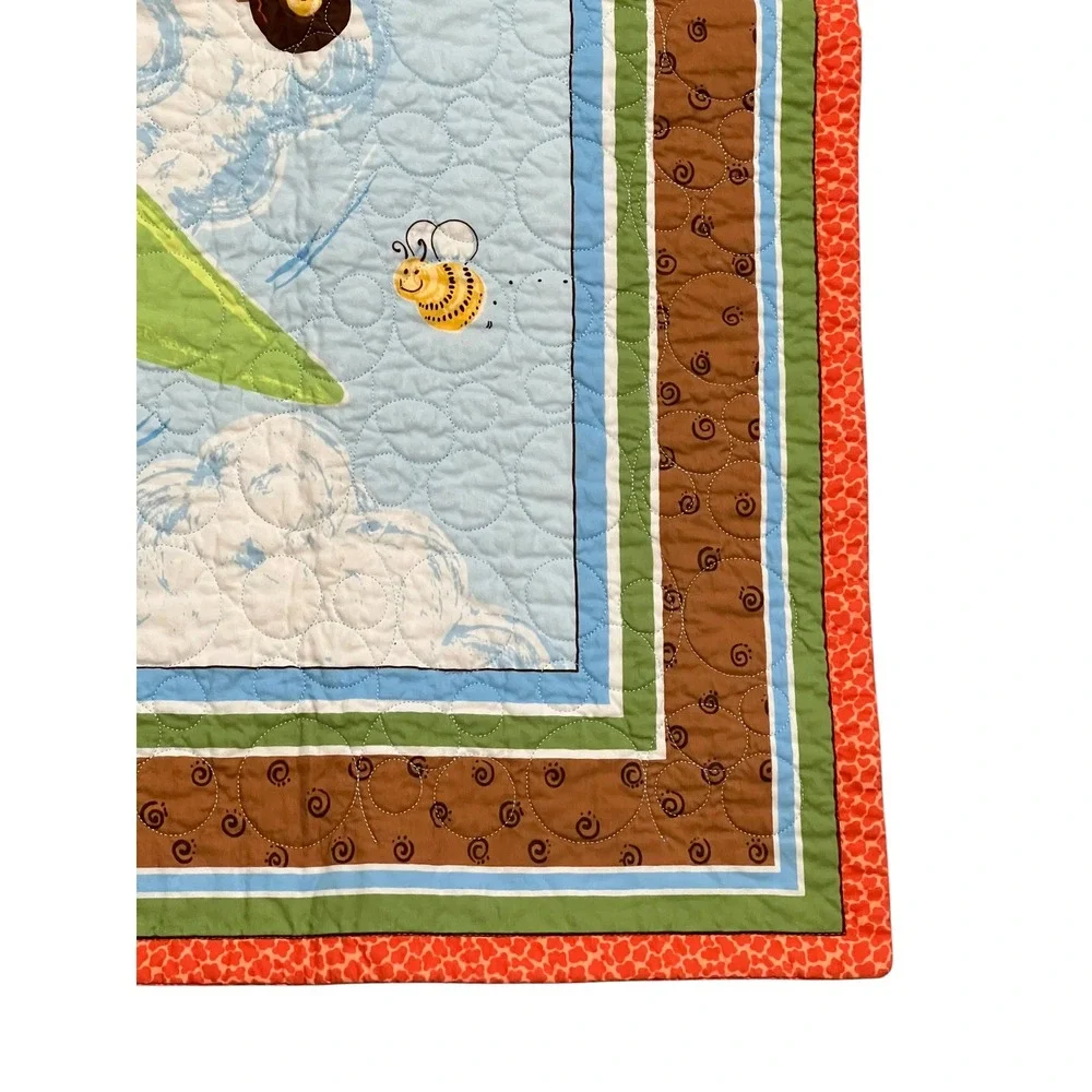Handmade Dog Airplane Quilt 39x33 Aviator Puppy Nursery Wall Hanging Throw